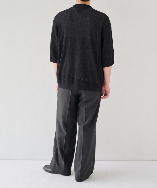 PUBLIC TOKYO(パブリックトウキョウ)の「【P.T】アイスコットンニットシャツ /接触冷感/半袖//夏服/ウォッシャブル/ストレッチ(ニット/セーター・メンズ・ダークネイビー/ダークグレー・M/S)」の12枚目の写真