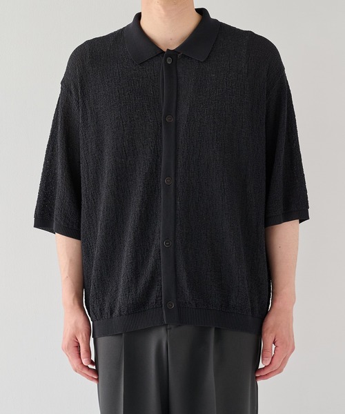 PUBLIC TOKYO(パブリックトウキョウ)の「【P.T】アイスコットンニットシャツ /接触冷感/半袖//夏服/ウォッシャブル/ストレッチ(ニット/セーター・メンズ・ダークネイビー/ダークグレー・M/S)」の19枚目の写真