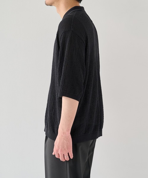 PUBLIC TOKYO(パブリックトウキョウ)の「【P.T】アイスコットンニットシャツ /接触冷感/半袖//夏服/ウォッシャブル/ストレッチ(ニット/セーター・メンズ・ダークネイビー/ダークグレー・M/S)」の8枚目の写真