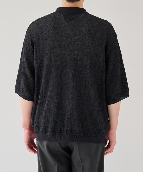 PUBLIC TOKYO(パブリックトウキョウ)の「【P.T】アイスコットンニットシャツ /接触冷感/半袖//夏服/ウォッシャブル/ストレッチ(ニット/セーター・メンズ・ダークネイビー/ダークグレー・M/S)」の9枚目の写真