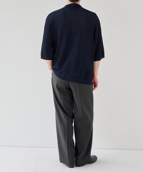 PUBLIC TOKYO(パブリックトウキョウ)の「【P.T】アイスコットンニットシャツ /接触冷感/半袖//夏服/ウォッシャブル/ストレッチ(ニット/セーター・メンズ・ダークネイビー/ダークグレー・M/S)」の21枚目の写真