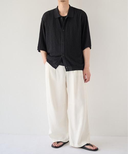 PUBLIC TOKYO(パブリックトウキョウ)の「【P.T】アイスコットンニットシャツ /接触冷感/半袖//夏服/ウォッシャブル/ストレッチ(ニット/セーター・メンズ・ダークネイビー/ダークグレー・M/S)」の13枚目の写真