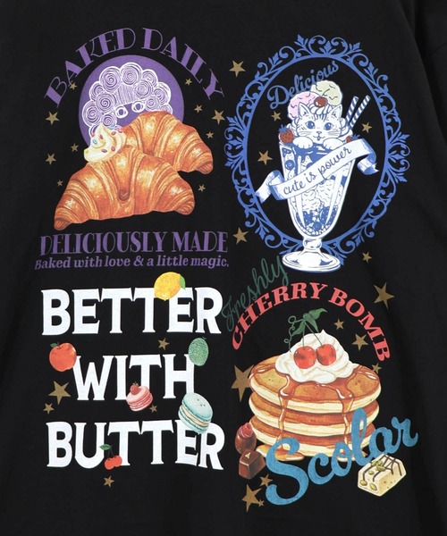 ScoLar(スカラー)の「162736:いろんなフード柄 裾レースTシャツ(Tシャツ/カットソー・レディース・ホワイト/ブラック/ネイビー/オレンジ・M)」の19枚目の写真
