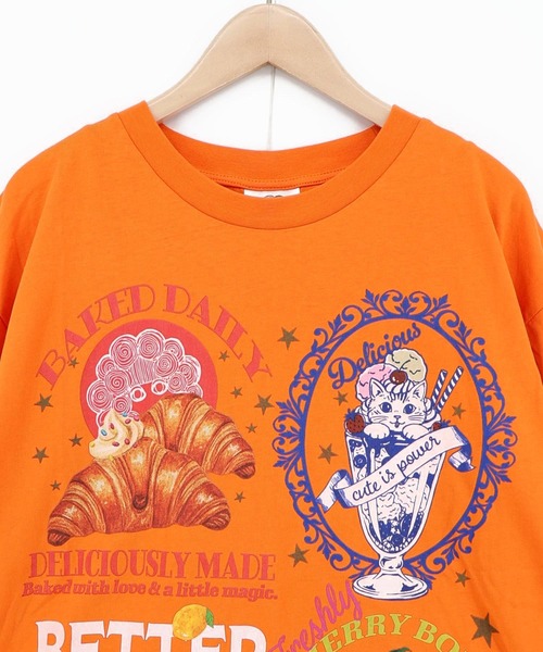 ScoLar(スカラー)の「162736:いろんなフード柄 裾レースTシャツ(Tシャツ/カットソー・レディース・ホワイト/ブラック/ネイビー/オレンジ・M)」の22枚目の写真