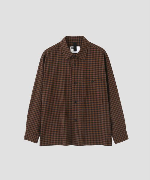 MHL.(エムエイチエル)の「FADED LINEN COTTON PLAINWEAVE(シャツ/ブラウス・メンズ・ブラウン・LARGE/MEDIUM/SMALL)」の4枚目の写真