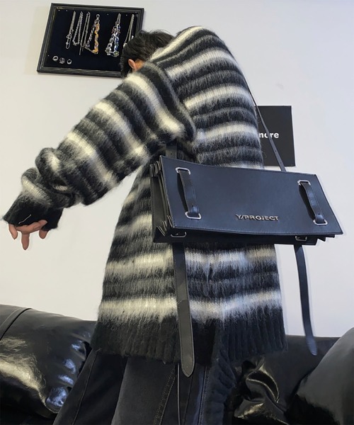 WESTBOY(ウエストボーイ)の「Y2K オーバーサイズ ボーダー シャギーニットプルオーバー WO26W6TP04(ニット/セーター・メンズ・ブラック・L/M)」の9枚目の写真