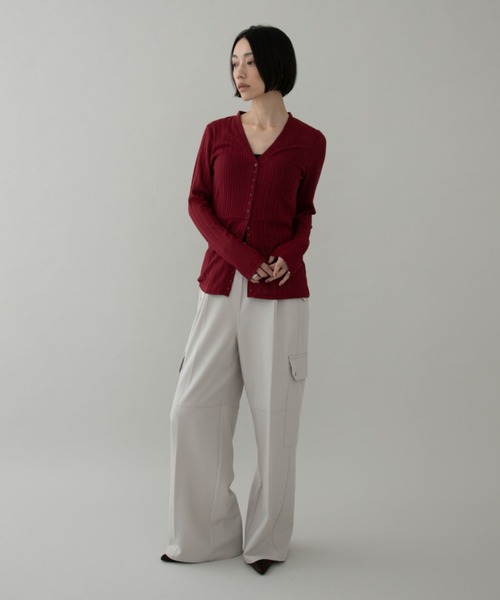 ANF.MUU（アンフムー）の「ウエストシェイプシアーリブカーディガン（カーディガン/ボレロ・レディース・ボルドー/ネイビー・FREE）」の12枚目の写真