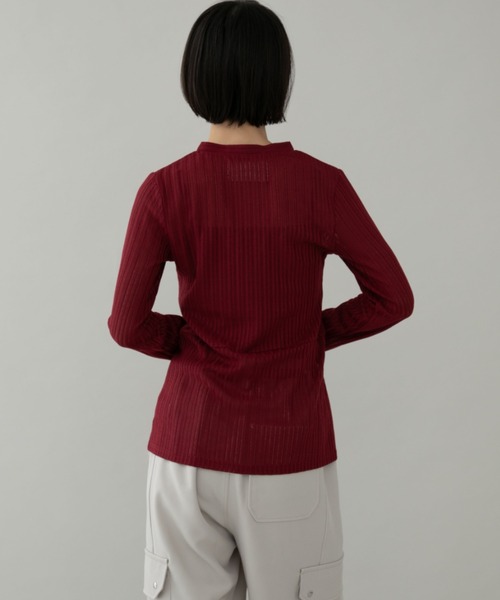 ANF.MUU（アンフムー）の「ウエストシェイプシアーリブカーディガン（カーディガン/ボレロ・レディース・ボルドー/ネイビー・FREE）」の10枚目の写真