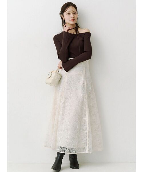 MERCURYDUO(マーキュリーデュオ)の「メロンチュール刺繍フレアスカート(スカート・レディース・ブラック/アイボリー・SMALL/MEDIUM)」の17枚目の写真