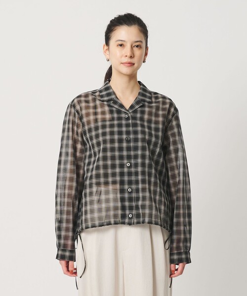 BEAUTY&YOUTH UNITED ARROWS(ビューティーアンドユースユナイテッドアローズ)の「シアー ドローストリング オープンカラーシャツ(シャツ/ブラウス・レディース・ブラック/コバルトブルー/その他1・FREE)」の12枚目の写真