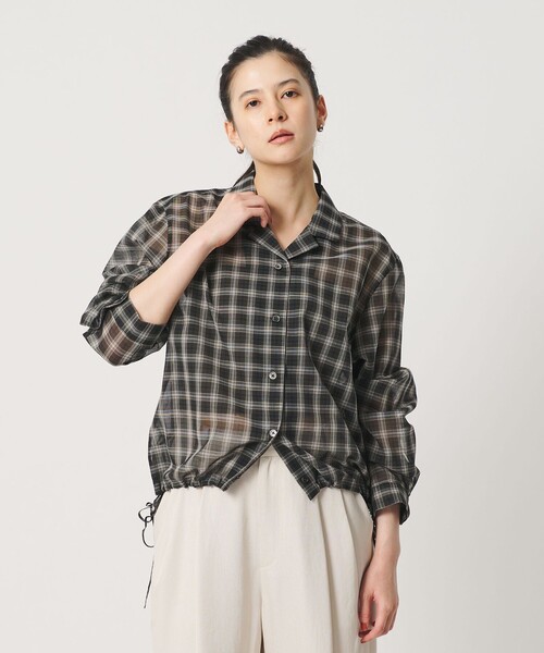 BEAUTY&YOUTH UNITED ARROWS(ビューティーアンドユースユナイテッドアローズ)の「シアー ドローストリング オープンカラーシャツ(シャツ/ブラウス・レディース・ブラック/コバルトブルー/その他1・FREE)」の13枚目の写真
