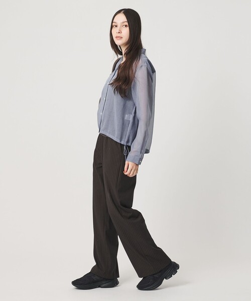 BEAUTY&YOUTH UNITED ARROWS(ビューティーアンドユースユナイテッドアローズ)の「シアー ドローストリング オープンカラーシャツ(シャツ/ブラウス・レディース・ブラック/コバルトブルー/その他1・FREE)」の4枚目の写真