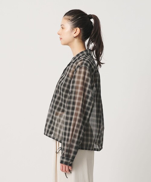 BEAUTY&YOUTH UNITED ARROWS(ビューティーアンドユースユナイテッドアローズ)の「シアー ドローストリング オープンカラーシャツ(シャツ/ブラウス・レディース・ブラック/コバルトブルー/その他1・FREE)」の5枚目の写真