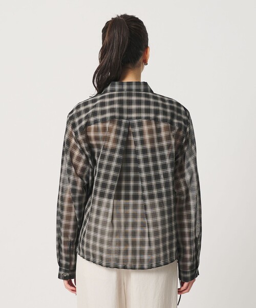 BEAUTY&YOUTH UNITED ARROWS(ビューティーアンドユースユナイテッドアローズ)の「シアー ドローストリング オープンカラーシャツ(シャツ/ブラウス・レディース・ブラック/コバルトブルー/その他1・FREE)」の6枚目の写真