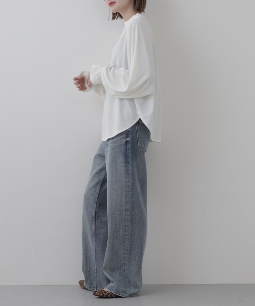 FUNALIVE(ファンアライブ)の「Sleeve Point Sheer Tops スリーブ ポイント シアートップス 長袖(シャツ/ブラウス・レディース・ホワイト/ブラック・FREE)」の20枚目の写真