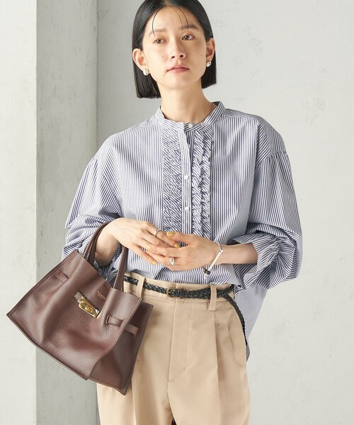 SHIPS(シップス)の「〈手洗い可能〉オックス ビブ フリル ブラウス(シャツ/ブラウス・レディース・ネイビー/ダークグレー/ライラック・ONE SIZE)」の16枚目の写真