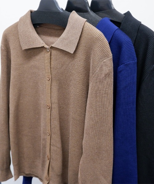 CLOTHY（クロシィ）の「【いつものコーデを、少しだけ韓国っぽく】メンズ ポロカラー ニットカーディガン（ニット/セーター・メンズ・ブラウン/ネイビー/ブラック・FREE）」の12枚目の写真