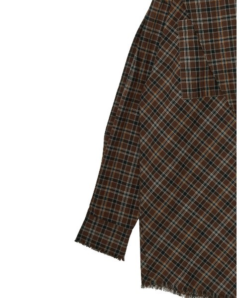 Ameri(アメリ)の「CHECK SCARF SET FRINGE SHIRT(シャツ/ブラウス・レディース・レッド/ブラウン・FREE)」の4枚目の写真