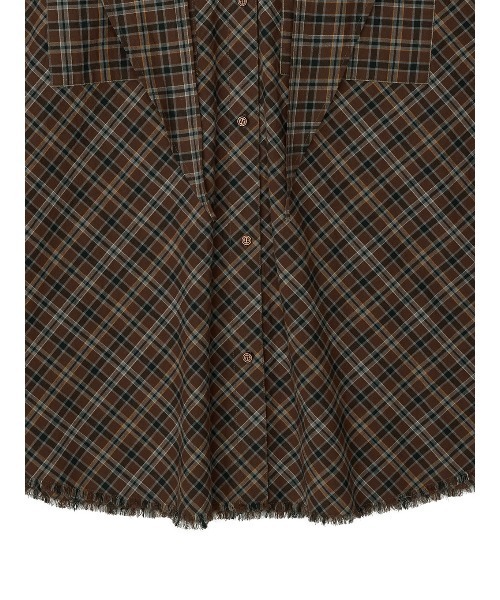 Ameri(アメリ)の「CHECK SCARF SET FRINGE SHIRT(シャツ/ブラウス・レディース・レッド/ブラウン・FREE)」の5枚目の写真