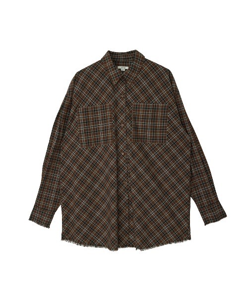 Ameri(アメリ)の「CHECK SCARF SET FRINGE SHIRT(シャツ/ブラウス・レディース・レッド/ブラウン・FREE)」の10枚目の写真