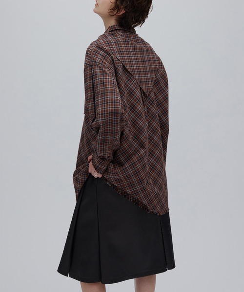 Ameri(アメリ)の「CHECK SCARF SET FRINGE SHIRT(シャツ/ブラウス・レディース・レッド/ブラウン・FREE)」の18枚目の写真