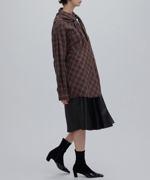 Ameri(アメリ)の「CHECK SCARF SET FRINGE SHIRT(シャツ/ブラウス・レディース・レッド/ブラウン・FREE)」の21枚目の写真