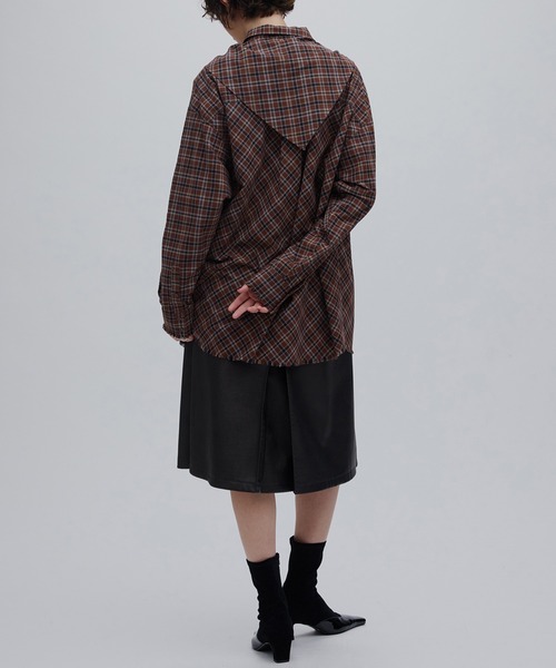 Ameri(アメリ)の「CHECK SCARF SET FRINGE SHIRT(シャツ/ブラウス・レディース・レッド/ブラウン・FREE)」の22枚目の写真