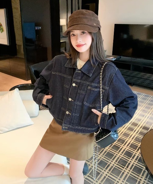 FAVORITO(ファヴォリート)の「デニムジャケットワイドパンツセットアップ(セットアップ・レディース・ダークブルー・S/M/L)」の8枚目の写真