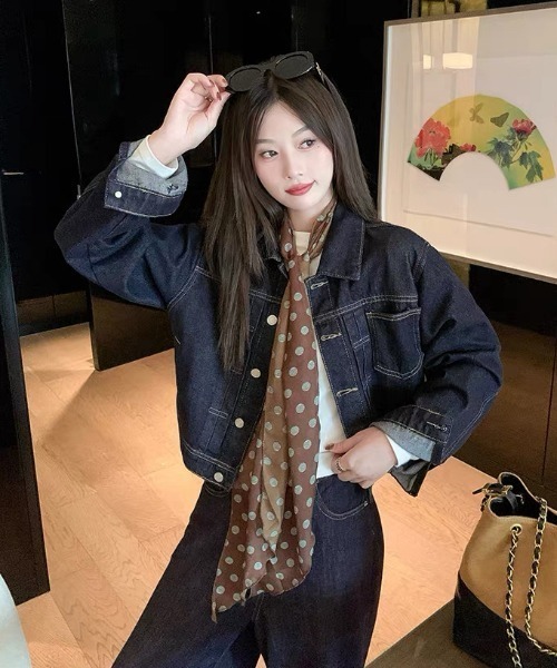 FAVORITO(ファヴォリート)の「デニムジャケットワイドパンツセットアップ(セットアップ・レディース・ダークブルー・S/M/L)」の10枚目の写真