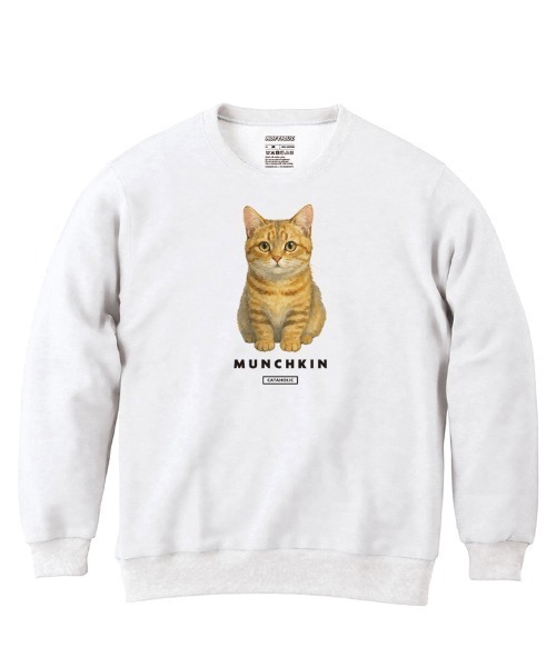 Moftique(モフティック)の「Moftique(モフティック) トレーナー スウェット 裏毛 マンチカン キャット ペット アニマル プリント トップス メンズ ユニセックス(スウェット・メンズ・ブラック/ヘザーグレー/ホワイト・M/L/XL)」の2枚目の写真
