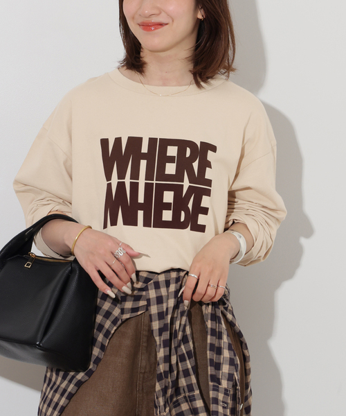 JOURNAL STANDARD relume(ジャーナルスタンダード レリューム)の「WHEREロングスリーブTEE(Tシャツ/カットソー・レディース・チャコールグレー/ホワイト/ベージュ・FREE)」の3枚目の写真