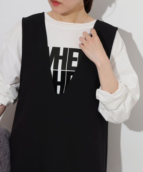 JOURNAL STANDARD relume(ジャーナルスタンダード レリューム)の「WHEREロングスリーブTEE(Tシャツ/カットソー・レディース・チャコールグレー/ホワイト/ベージュ・FREE)」の2枚目の写真