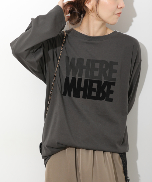JOURNAL STANDARD relume(ジャーナルスタンダード レリューム)の「WHEREロングスリーブTEE(Tシャツ/カットソー・レディース・チャコールグレー/ホワイト/ベージュ・FREE)」の1枚目の写真