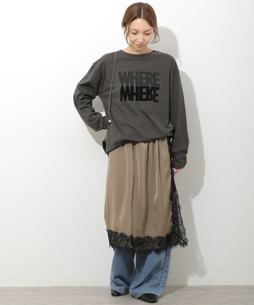 JOURNAL STANDARD relume(ジャーナルスタンダード レリューム)の「WHEREロングスリーブTEE(Tシャツ/カットソー・レディース・チャコールグレー/ホワイト/ベージュ・FREE)」の4枚目の写真
