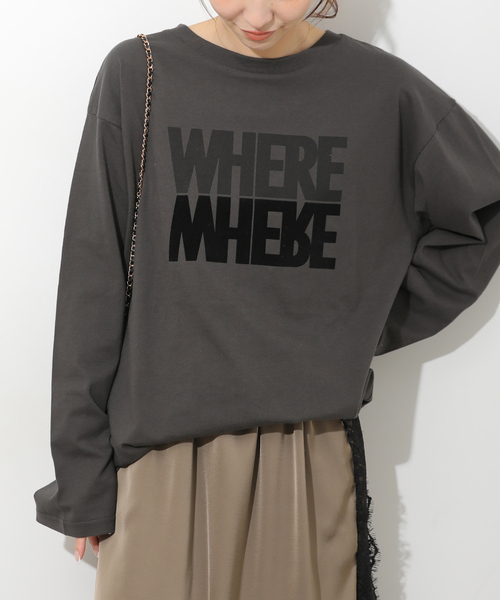JOURNAL STANDARD relume(ジャーナルスタンダード レリューム)の「WHEREロングスリーブTEE(Tシャツ/カットソー・レディース・チャコールグレー/ホワイト/ベージュ・FREE)」の9枚目の写真