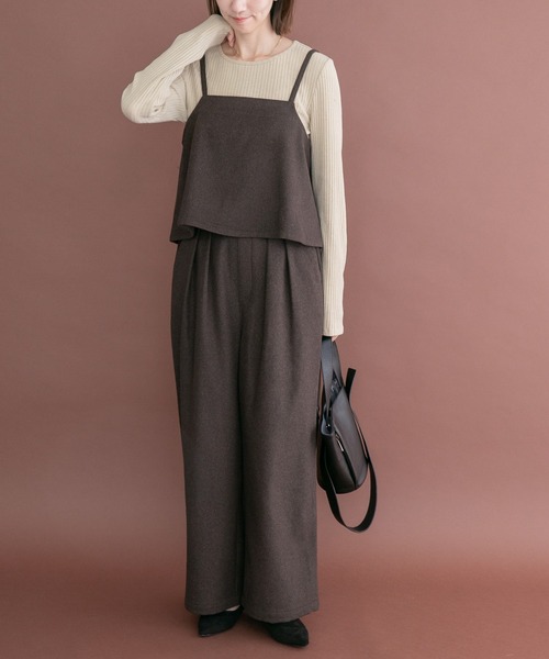 ITEMS URBANRESEARCH(アイテムズ アーバンリサーチ)の「インナー付きウールライクセットアップ(セットアップ・レディース・ネイビー/ブラウン/グレー・FREE)」の1枚目の写真