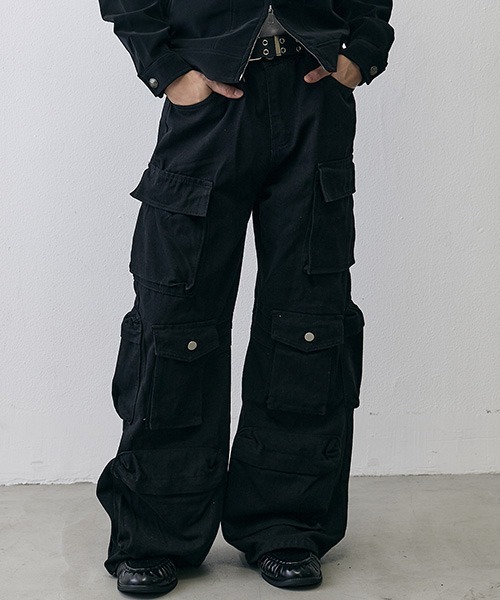 Shoowtime(ショウタイム)の「Grunge Multi Pocket Wide Cargo Denim / グランジ マルチポケット ワイドカーゴデニム(デニムパンツ・メンズ・ブラック・LARGE/X-LARGE)」の3枚目の写真