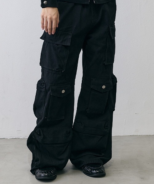 Shoowtime(ショウタイム)の「Grunge Multi Pocket Wide Cargo Denim / グランジ マルチポケット ワイドカーゴデニム(デニムパンツ・メンズ・ブラック・LARGE/X-LARGE)」の4枚目の写真
