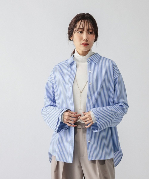 GLOBAL WORK(グローバルワーク)の「サテンウォッシュドシャツ/797932(シャツ/ブラウス・レディース・ブルー系その他/ライトブルー・FREE)」の2枚目の写真