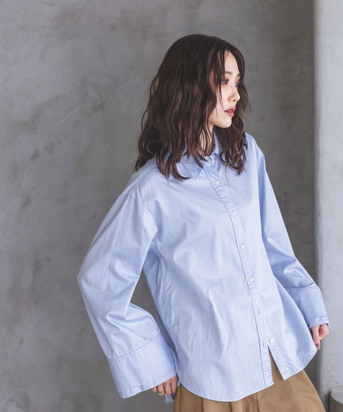 GLOBAL WORK(グローバルワーク)の「サテンウォッシュドシャツ/797932(シャツ/ブラウス・レディース・ブルー系その他/ライトブルー・FREE)」の1枚目の写真