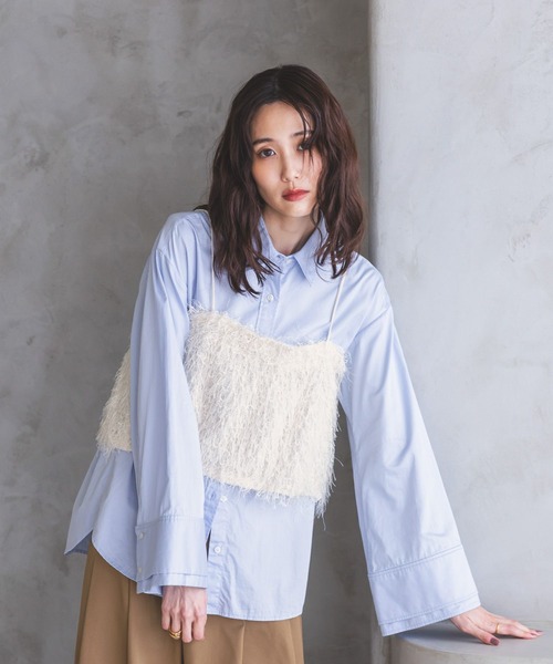 GLOBAL WORK(グローバルワーク)の「サテンウォッシュドシャツ/797932(シャツ/ブラウス・レディース・ブルー系その他/ライトブルー・FREE)」の6枚目の写真