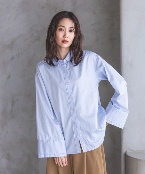GLOBAL WORK(グローバルワーク)の「サテンウォッシュドシャツ/797932(シャツ/ブラウス・レディース・ブルー系その他/ライトブルー・FREE)」の9枚目の写真