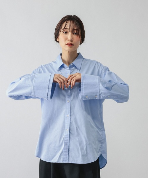 GLOBAL WORK(グローバルワーク)の「サテンウォッシュドシャツ/797932(シャツ/ブラウス・レディース・ブルー系その他/ライトブルー・FREE)」の18枚目の写真