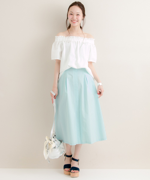 URBAN RESEARCH（アーバンリサーチ）の「UR チノタックAラインロングスカート（スカート・レディース・サックスブルー/ベージュ・FREE）」の5枚目の写真