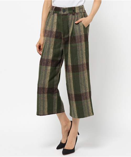 rovtski(ロフトスキー)の「チェックワイドパンツ(その他パンツ・レディース・カーキ/ワインレッド/オレンジ・FREE)」の1枚目の写真