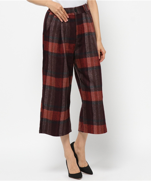 rovtski(ロフトスキー)の「チェックワイドパンツ(その他パンツ・レディース・カーキ/ワインレッド/オレンジ・FREE)」の2枚目の写真