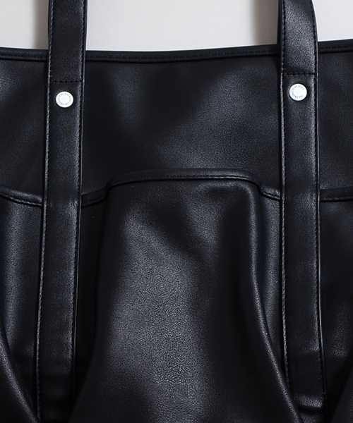 WEGO(ウィゴー)の「WEGO/フェイクレザー3ポケットトートバッグ(トートバッグ・メンズ・ブラウン/トリコロール/ブラック・FREE)」の12枚目の写真