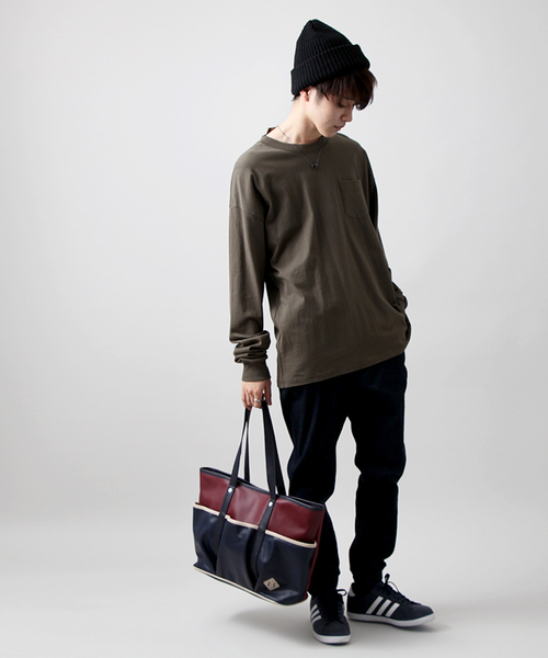 WEGO(ウィゴー)の「WEGO/フェイクレザー3ポケットトートバッグ(トートバッグ・メンズ・ブラウン/トリコロール/ブラック・FREE)」の7枚目の写真