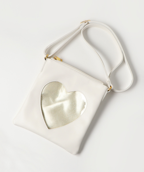 WEGO(ウィゴー)の「WEGO/ハートウィンドウミニショルダーバッグ(ショルダーバッグ・レディース・グリーン/レッド/ホワイト/ピンク/ブルー/オレンジ/イエロー/パープル/ライトパープル/ブラック/サックスブルー・FREE)」の2枚目の写真