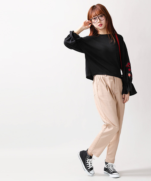 WEGO（ウィゴー）の「WEGO/刺繍キャンディスリーブカットソー（Tシャツ/カットソー・レディース・マスタード/ライトパープル/ブラック・FREE）」の11枚目の写真